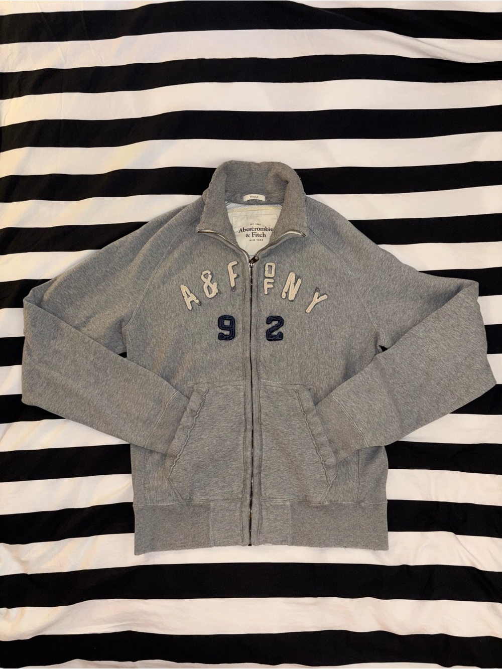 Vintage Abercrombie & Fitch Grey Zip Muscle Fit Sweater
